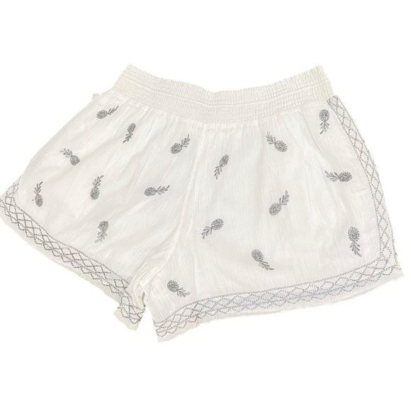 J crew cotton lined white shorts silver metallic embroidery pineapples medium - Picture 5 of 10